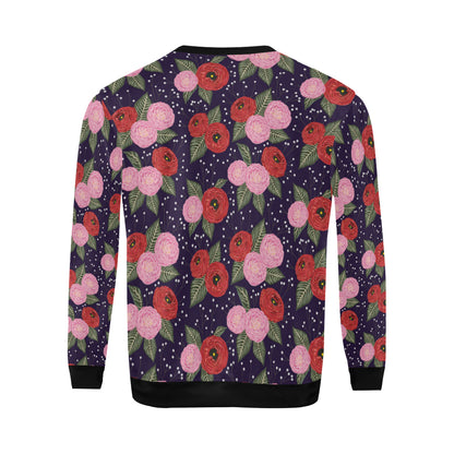 Camellia Pattern Print Design CM02 Men Long Sleeve Sweatshirt