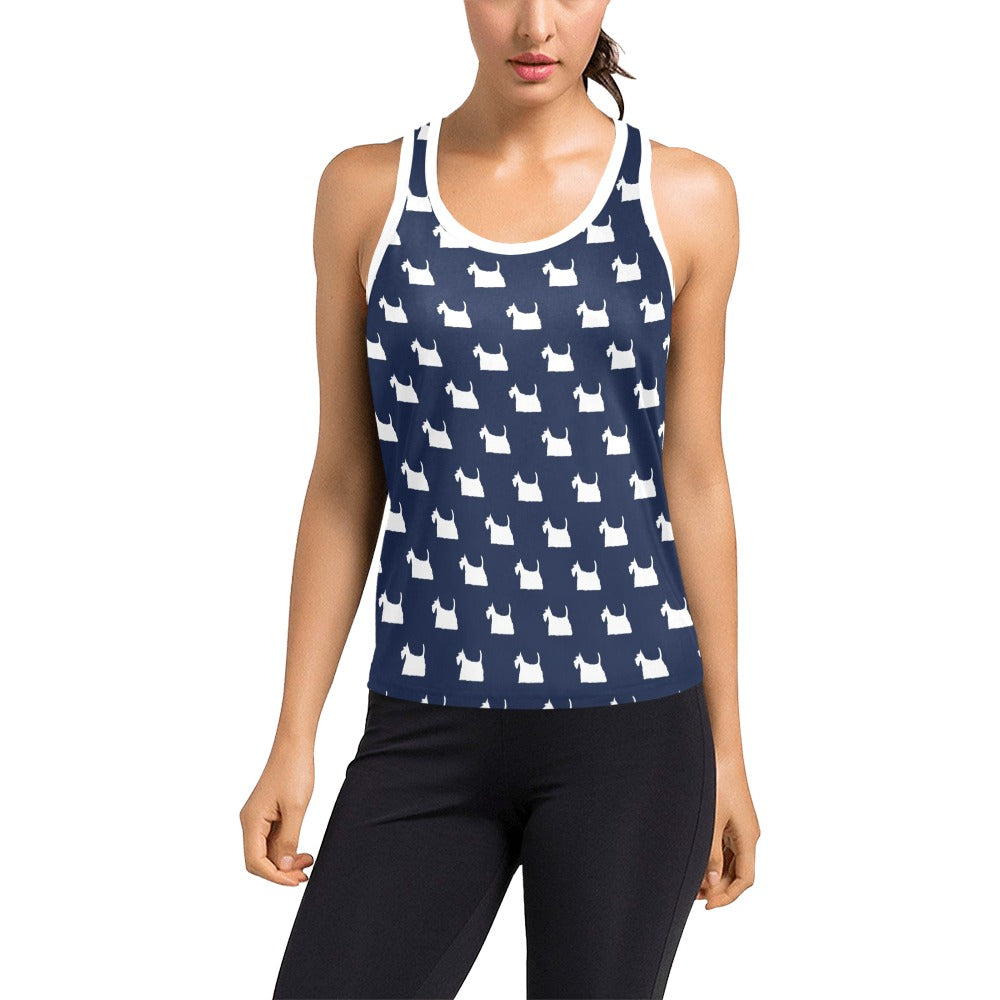 Scottish Terriers Print Design LKS303 Women's Racerback Tank Top