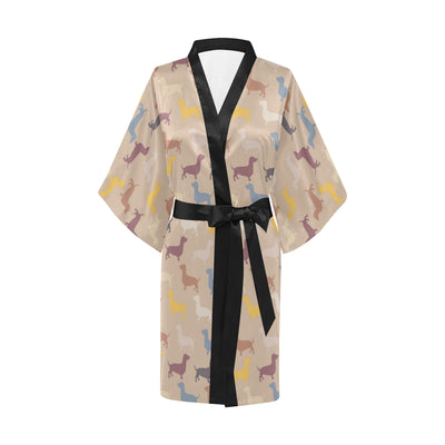 Dachshund Pattern Print Design 03 Women's Short Kimono