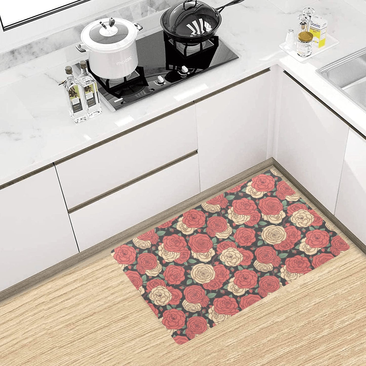 Camellia Pattern Print Design CM01 Kitchen Mat