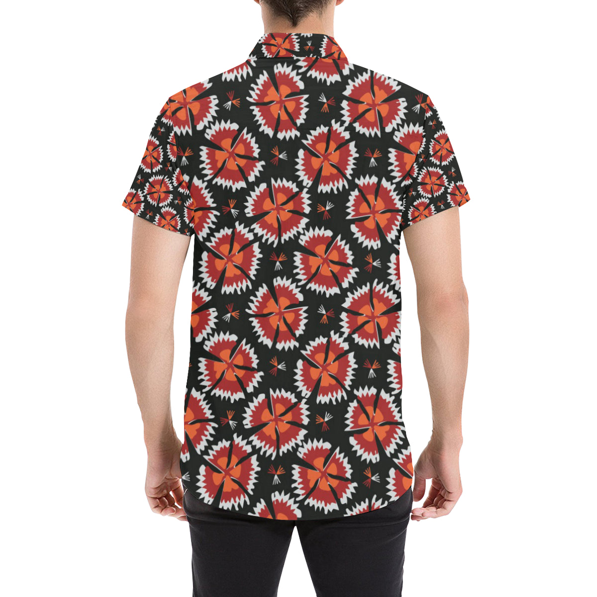 Carnations Pattern Print Design CN03 Men's Short Sleeve Button Up Shirt