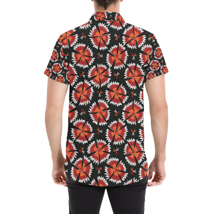 Carnations Pattern Print Design CN03 Men's Short Sleeve Button Up Shirt