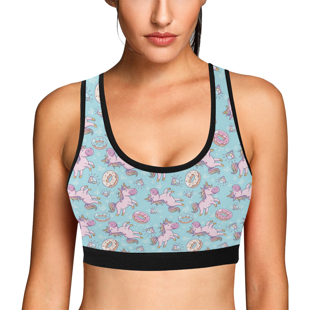 Donut Unicorn Pattern Print Design DN016 Sports Bra