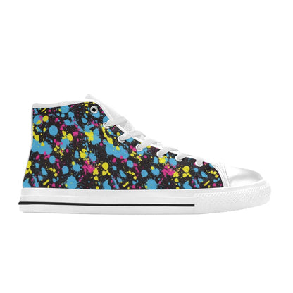 Splatter Colorful Print Design LKS301 High Top Women's White Shoes