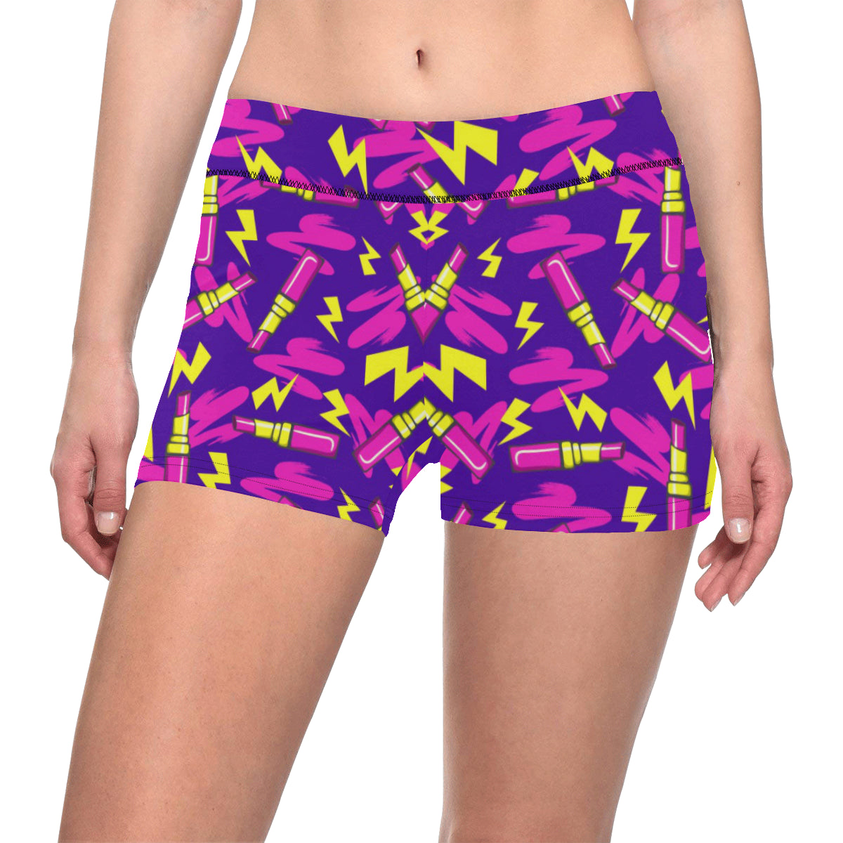 Lipstick Pattern Print Design LT04 Yoga Shorts