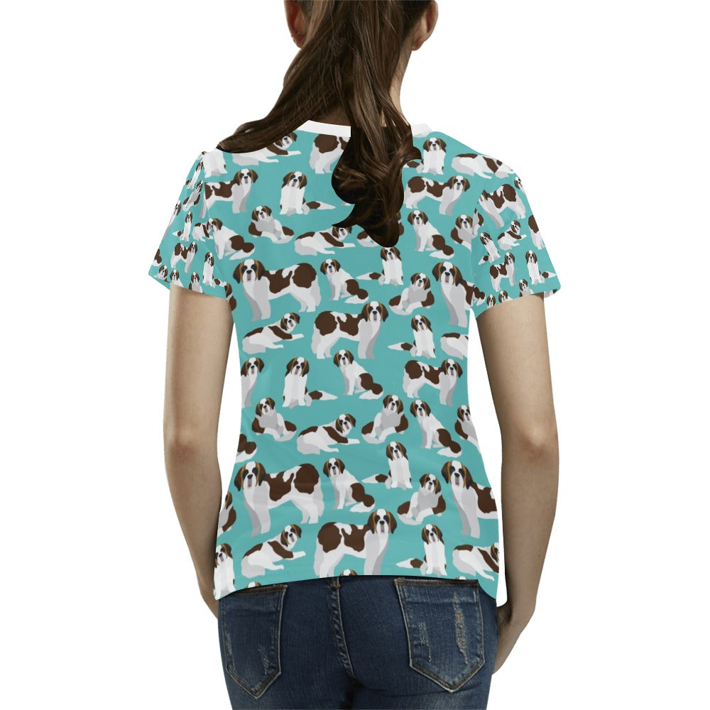 St Bernards Print Design LKS302 Women's  T-shirt