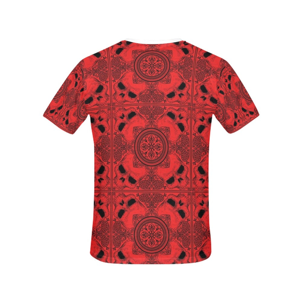 Bandana Red Print Design LKS304 Women's  T-shirt