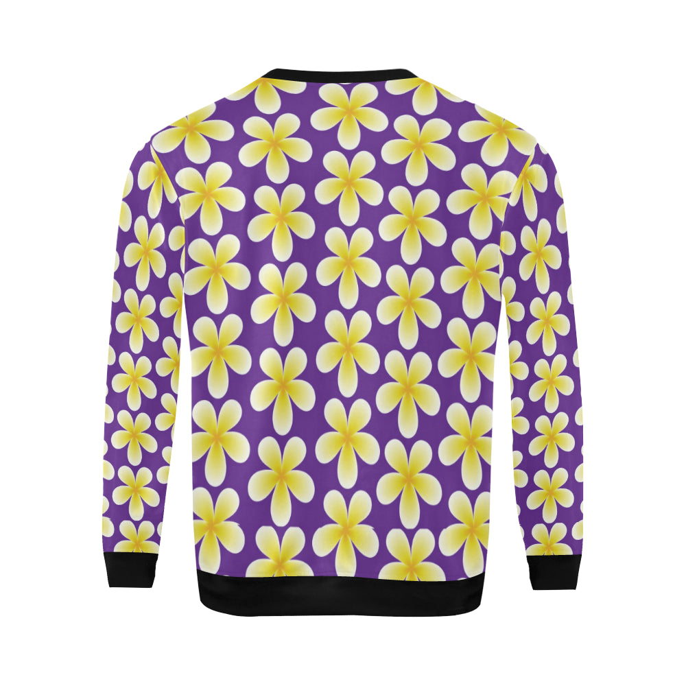Yellow Plumeria Pattern Print Design PM05 Men Long Sleeve Sweatshirt