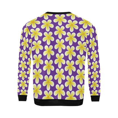 Yellow Plumeria Pattern Print Design PM05 Men Long Sleeve Sweatshirt