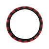 Red Black Buffalo Tartan Plaid Pattern Steering Wheel Cover with Elastic Edge