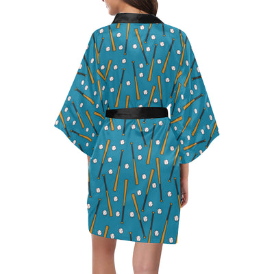 Baseball Pattern Print Design 01 Women's Short Kimono