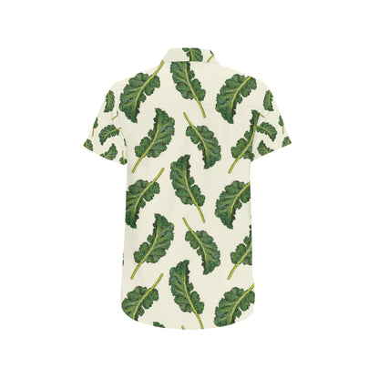 Kale Pattern Print Design 03 Men's Short Sleeve Button Up Shirt