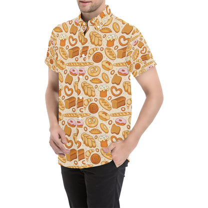 Bread Pattern Print Design 01 Men's Short Sleeve Button Up Shirt