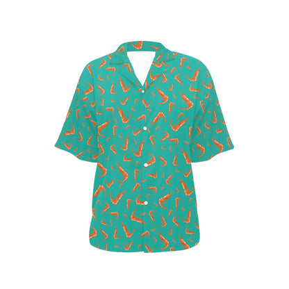 Shrimp Print Design LKS301 Women's Hawaiian Shirt