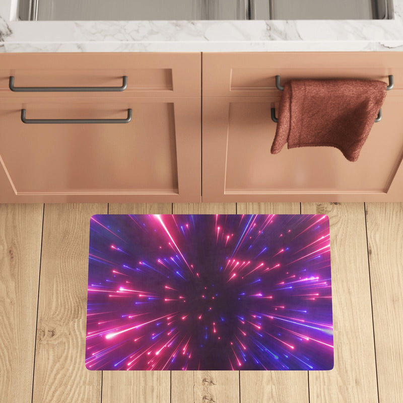 Celestial Purple Blue Neon Speed Light Kitchen Mat