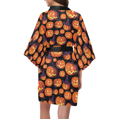 Halloween Pattern Print Design 04 Women's Short Kimono