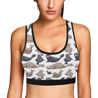 Sea Lion Pattern Print Design 02 Sports Bra