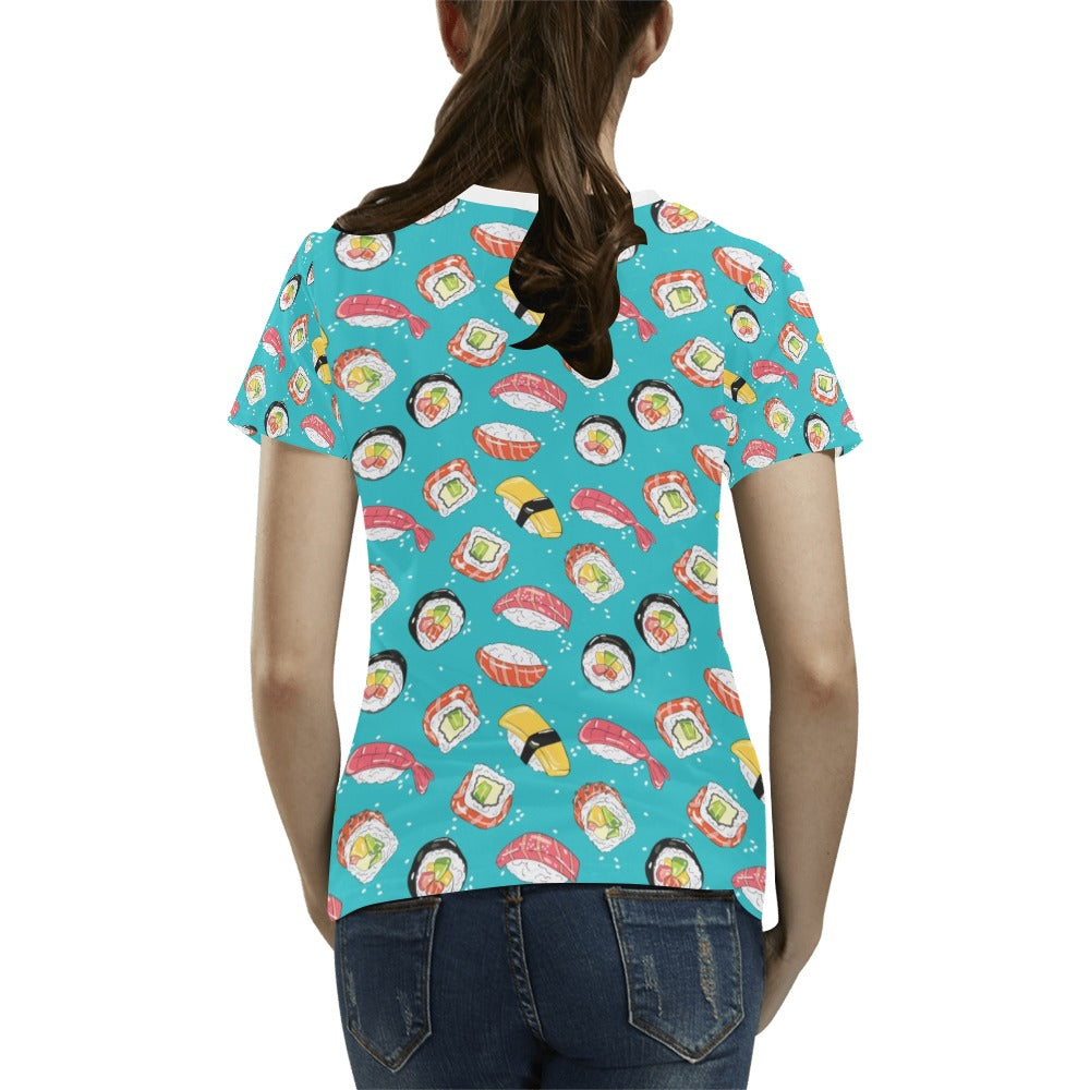 Sushi Print Design LKS305 Women's  T-shirt
