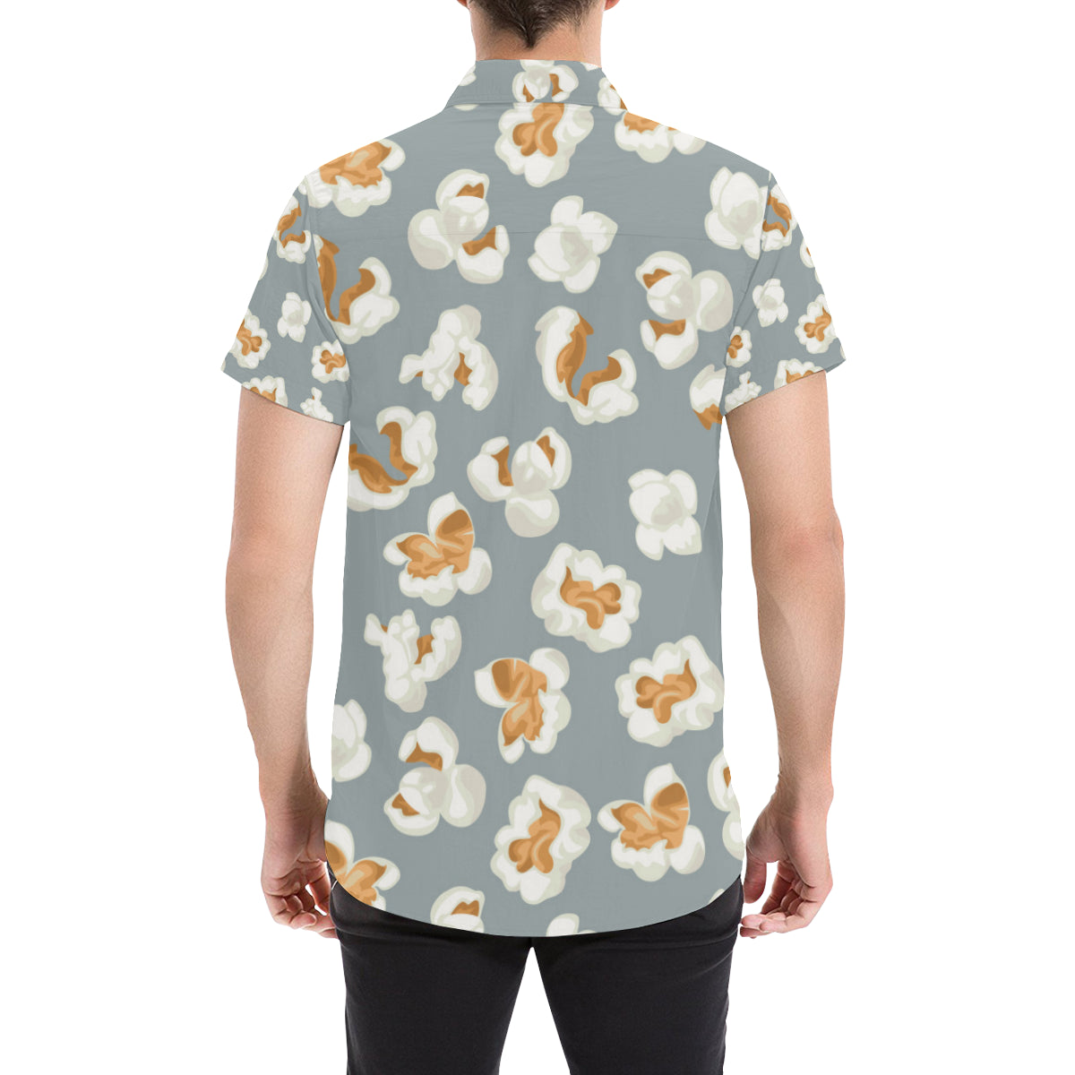 Popcorn Pattern Print Design A05 Men's Short Sleeve Button Up Shirt