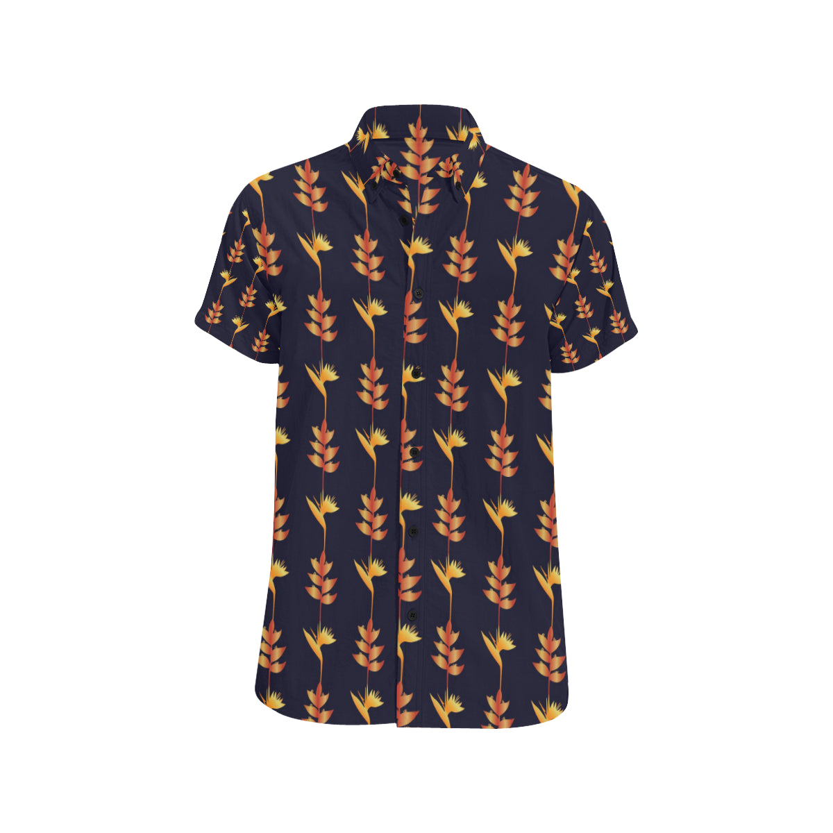 Heliconia Pattern Print Design HL06 Men's Short Sleeve Button Up Shirt