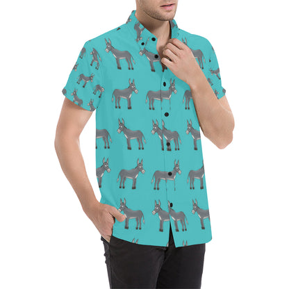 Donkey Pattern Print Design 01 Men's Short Sleeve Button Up Shirt