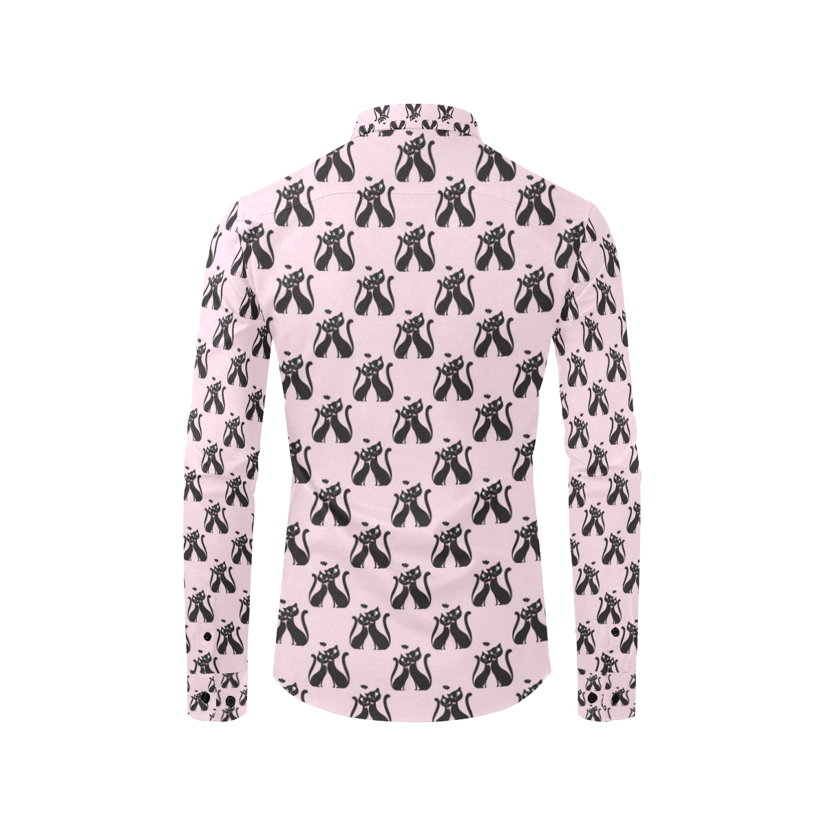 Black Cat Pattern Print Design 01 Men's Long Sleeve Shirt