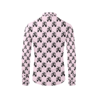 Black Cat Pattern Print Design 01 Men's Long Sleeve Shirt