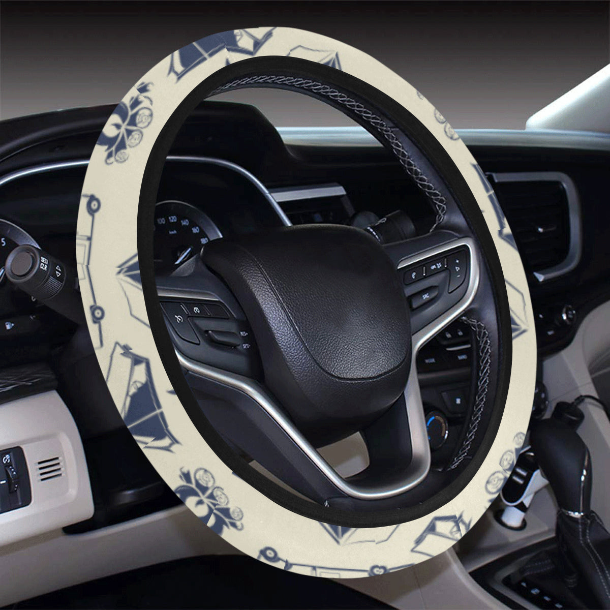 Campfire Pattern Print Design 01 Steering Wheel Cover with Elastic Edge