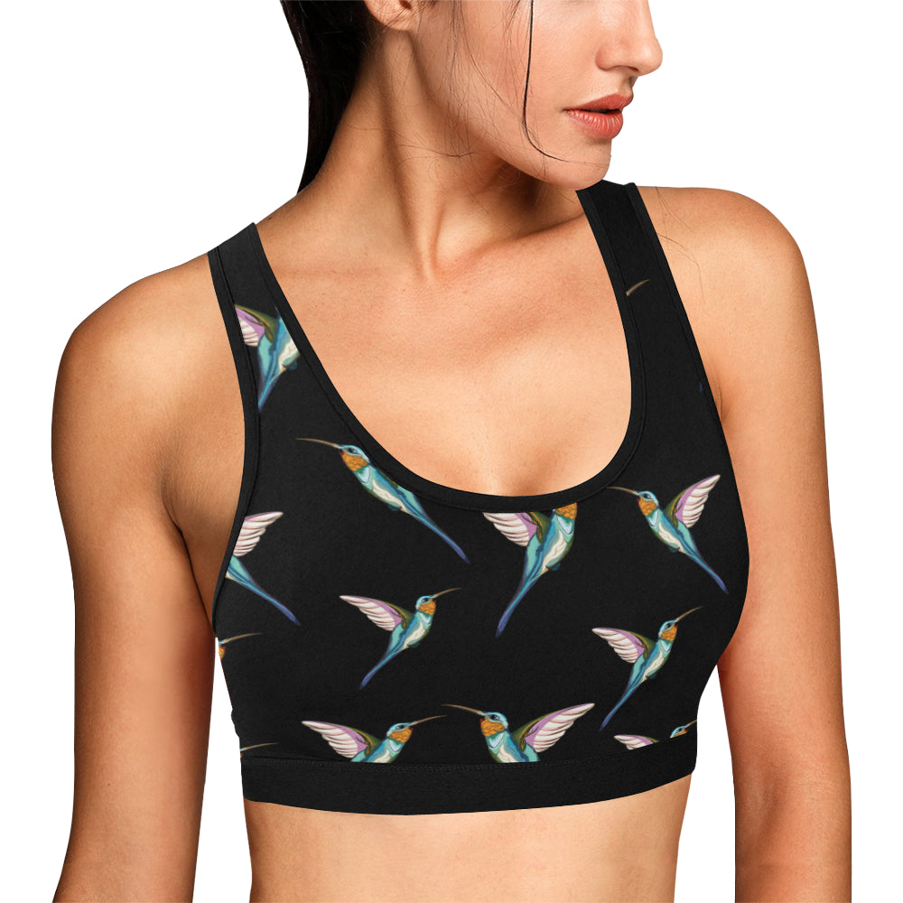Hummingbird Pattern Print Design 06 Sports Bra