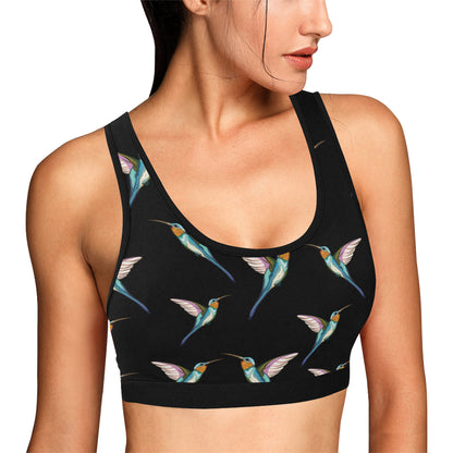 Hummingbird Pattern Print Design 06 Sports Bra