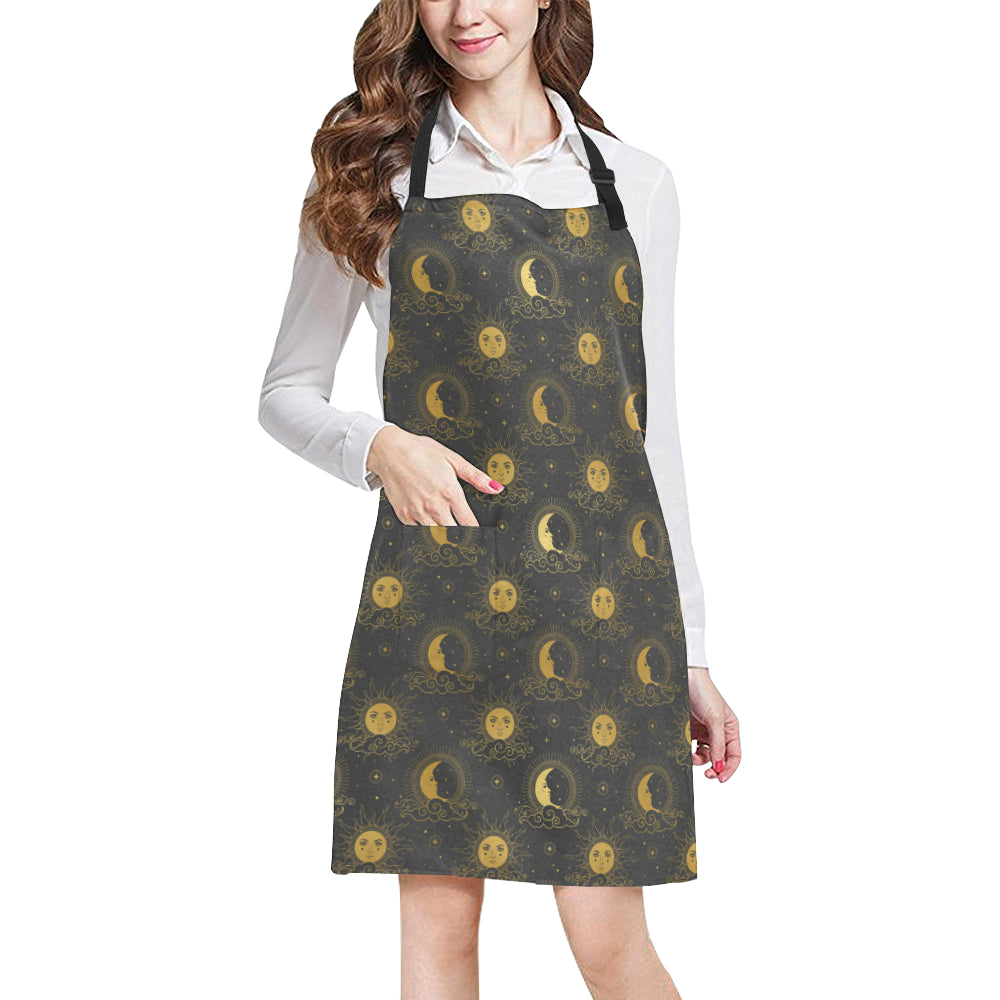 Celestial Moon Sun Pattern Print Design 05 Apron with Pocket