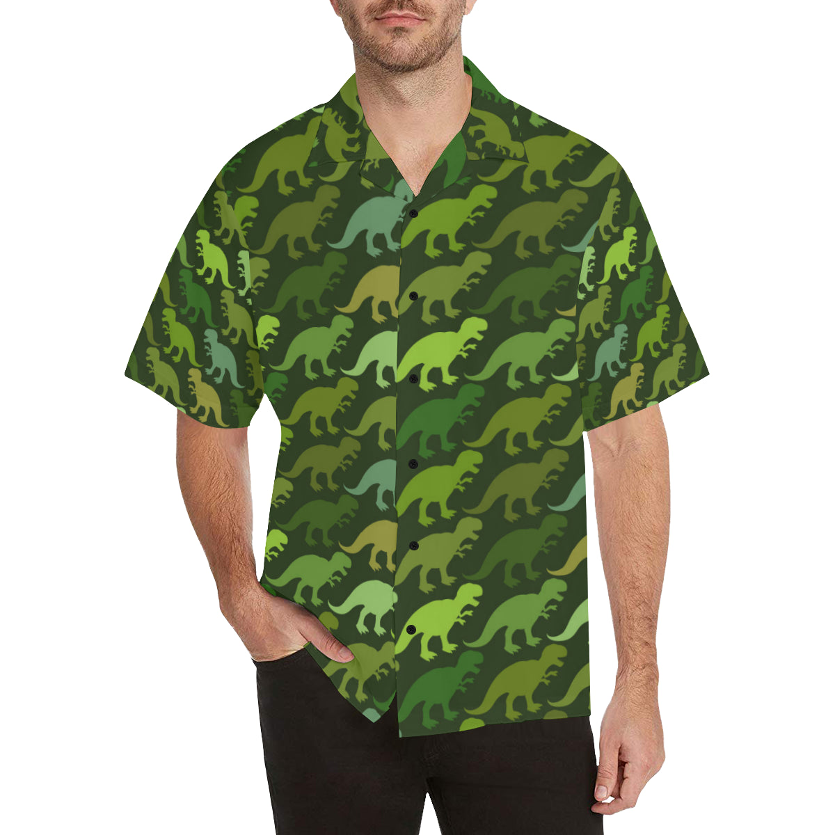 T Rex Pattern Print Design A03 Men's Hawaiian Shirt