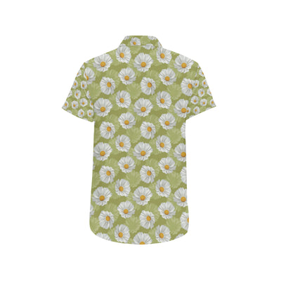 Daisy Pattern Print Design DS06 Men's Short Sleeve Button Up Shirt