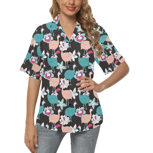 Guinea Fowl Pattern Print Design 03 Women's Hawaiian Shirt