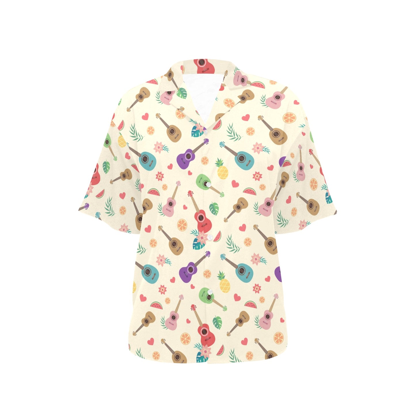 Ukulele Pattern Print Design 01 Women's Hawaiian Shirt
