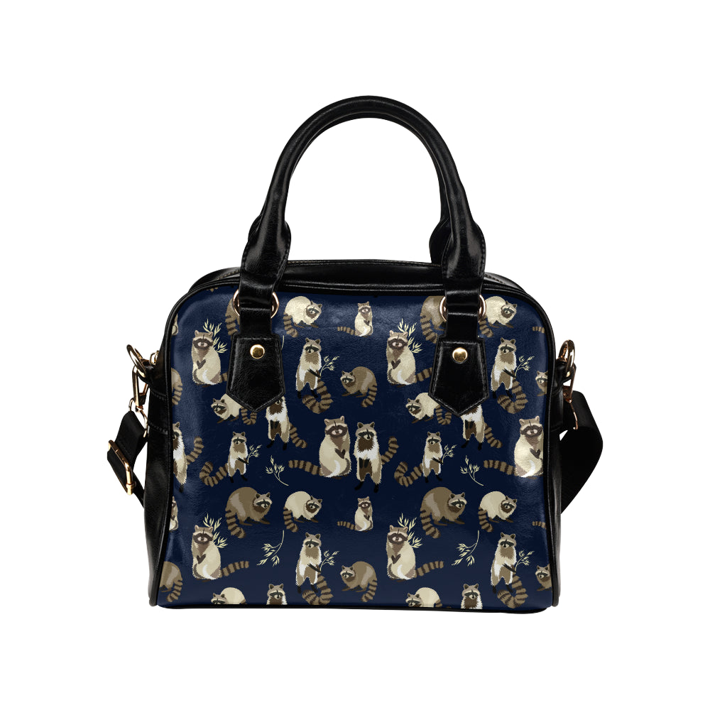 Raccoon Pattern Print Design A06 Shoulder Handbag