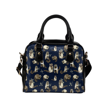 Raccoon Pattern Print Design A06 Shoulder Handbag