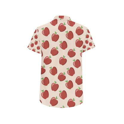 Apple Pattern Print Design AP01 Men's Short Sleeve Button Up Shirt