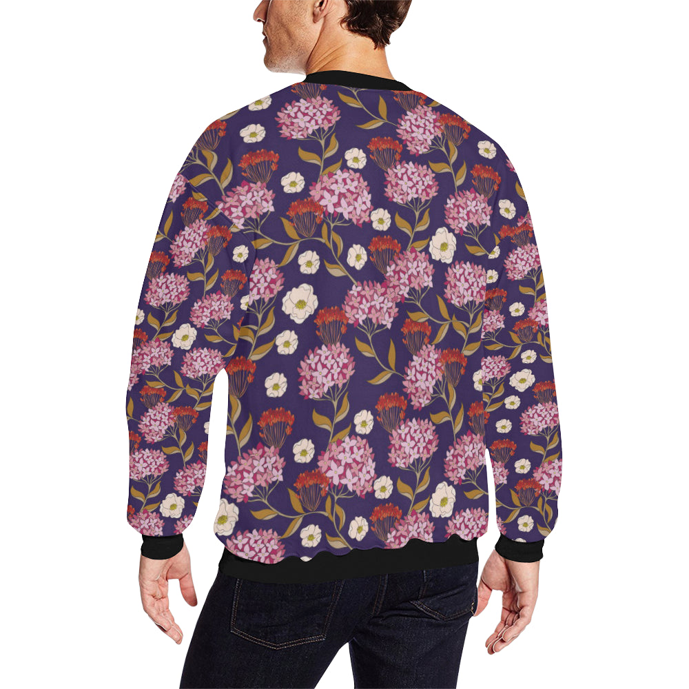 Hydrangea Pattern Print Design HD010 Men Long Sleeve Sweatshirt