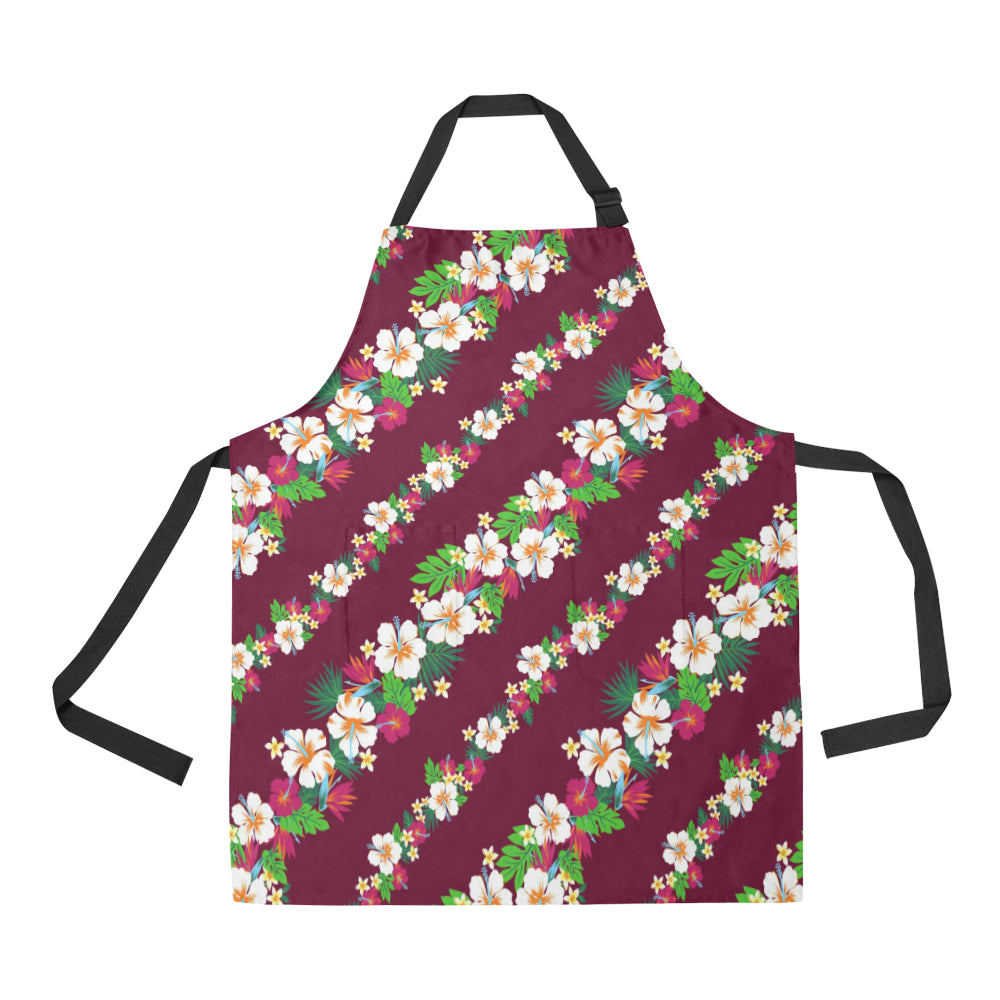Hawaiian Themed Pattern Print Design H06 Apron with Pocket