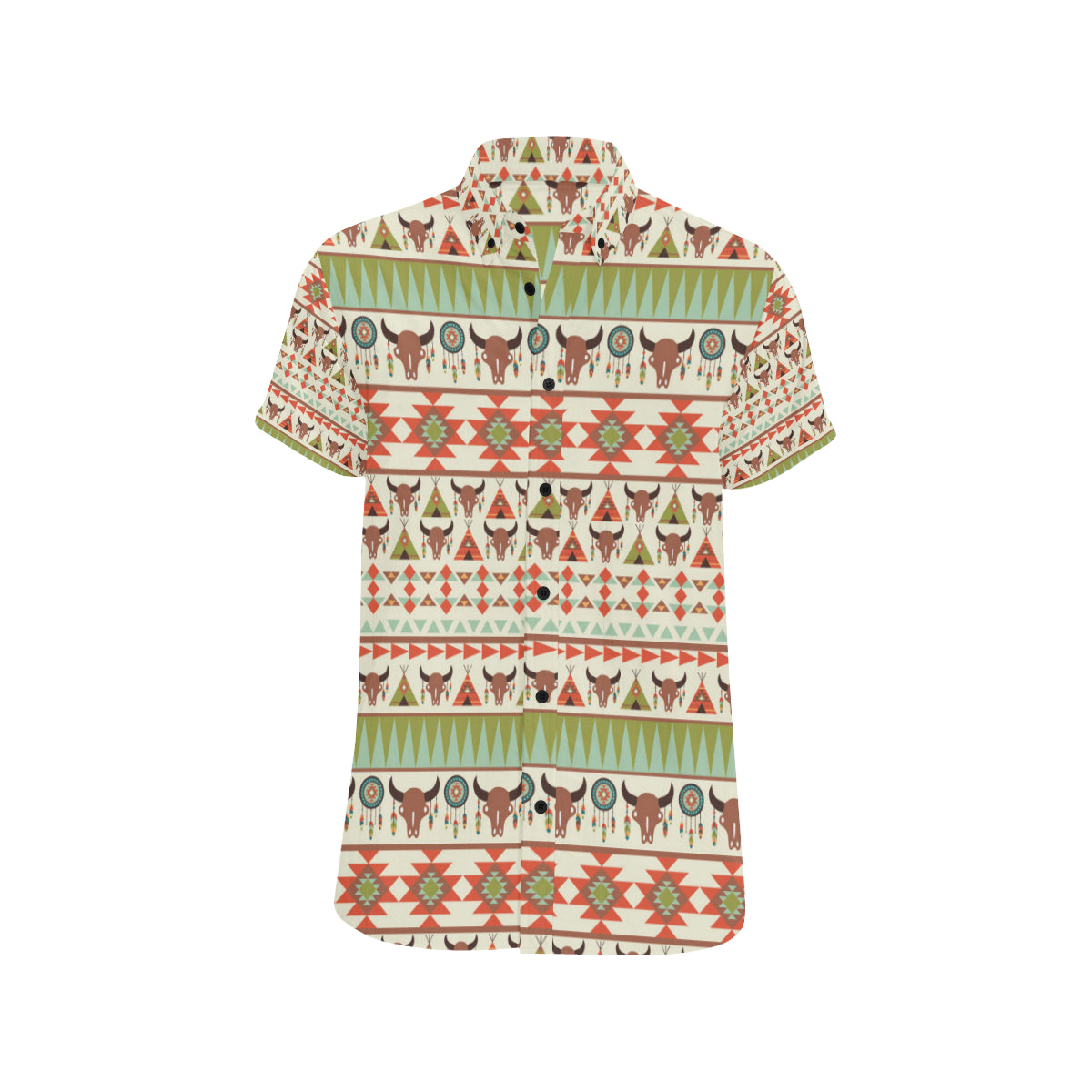 American indian Ethnic Pattern Men's Short Sleeve Button Up Shirt