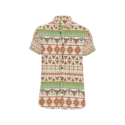 American indian Ethnic Pattern Men's Short Sleeve Button Up Shirt