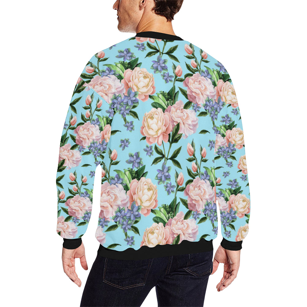Peony Pattern Print Design PE02 Men Long Sleeve Sweatshirt