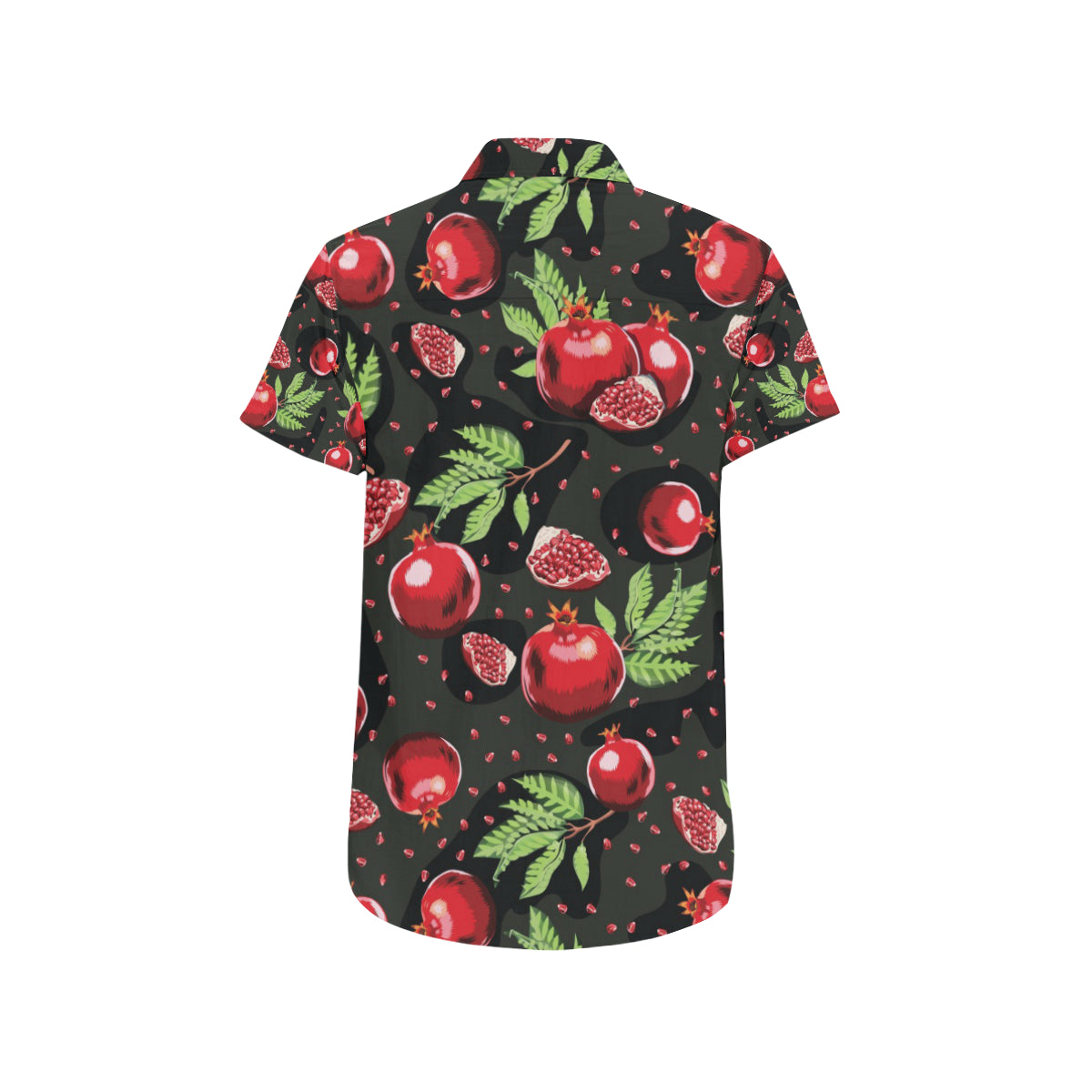 Pomegranate Pattern Print Design PG06 Men's Short Sleeve Button Up Shirt