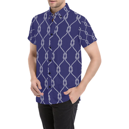 Rope Pattern Print Design A03 Men's Short Sleeve Button Up Shirt