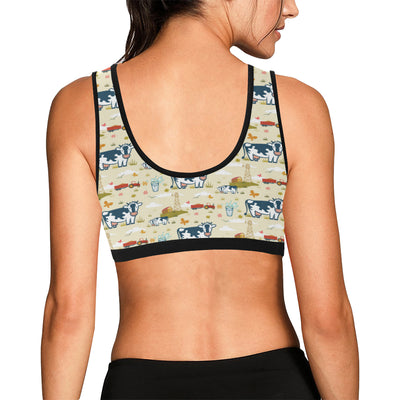 Cow Farm Design Print Sports Bra