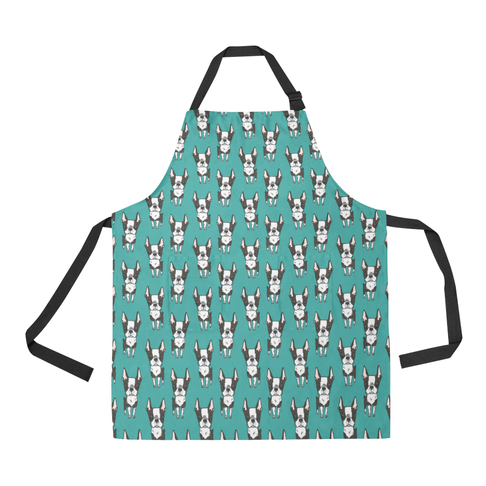 Boston Terrier Pattern Print Design 04 Apron with Pocket