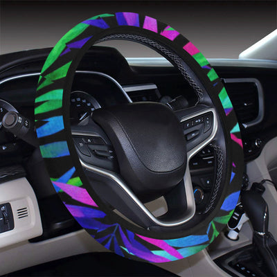 Tropical Flower Pattern Print Design TF010 Steering Wheel Cover with Elastic Edge