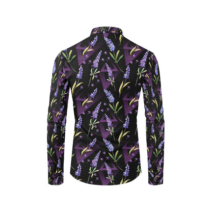 Lavender Pattern Print Design LV07 Men's Long Sleeve Shirt