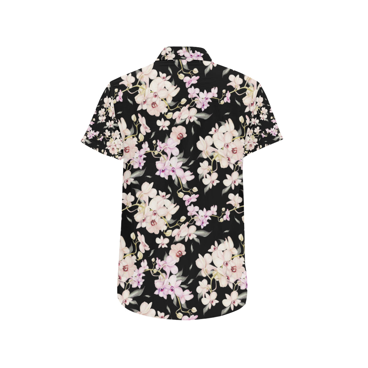 Orchid White Pattern Print Design OR03 Men's Short Sleeve Button Up Shirt
